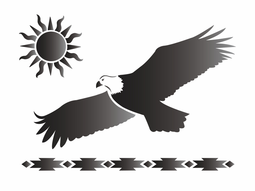 Stencils by Joanie Soaring Bald Eagle Rustic Southwest Celestial Sun DIY Signs