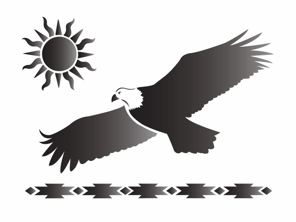 Stencils by Joanie Soaring Bald Eagle Rustic Southwest Celestial Sun DIY Signs