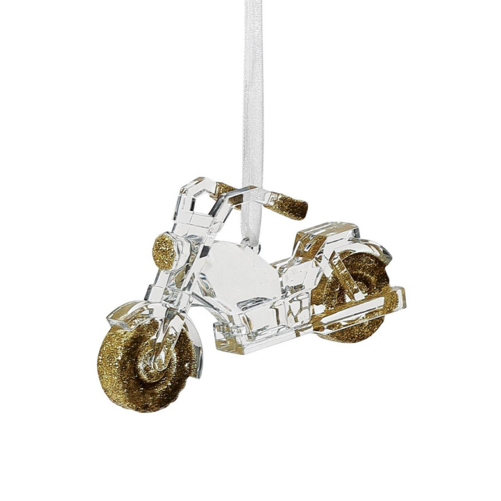 Facets Motorcycle Ornament - Gold Bauble