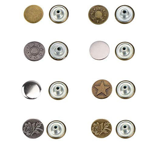 80 Sets 17mm Jeans Button Replacement Kit Metal Tack Button Snap Button for