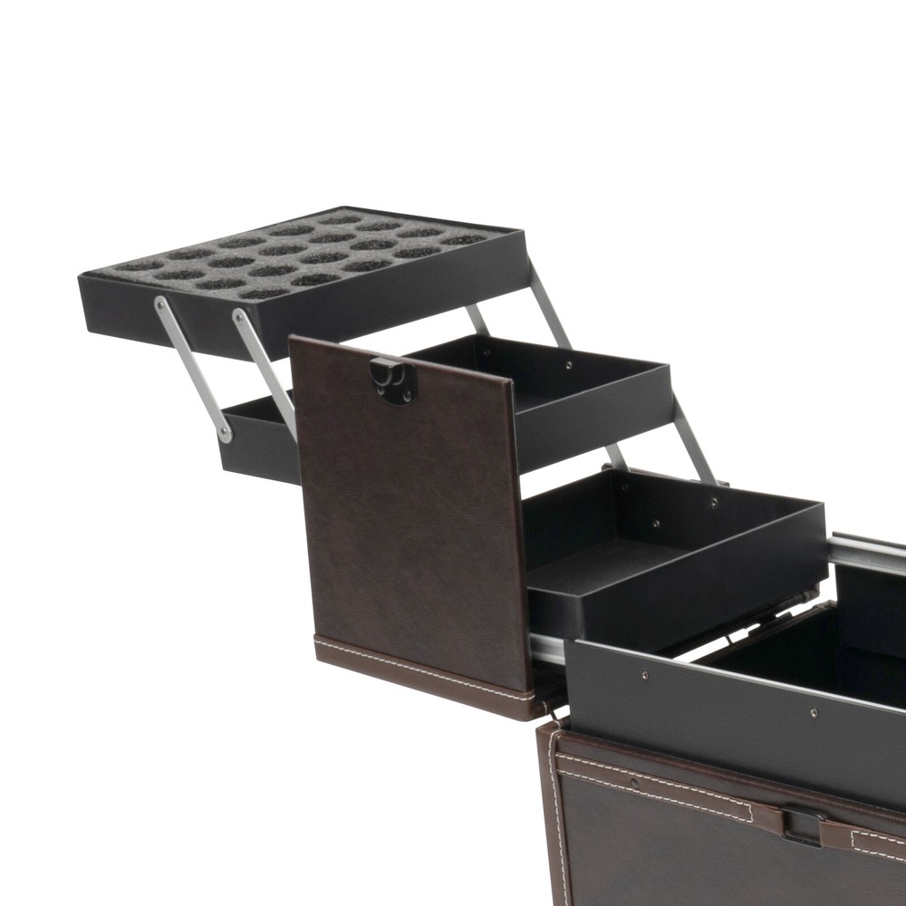 Rectangular Rolling Makeup Train Case Trolley Cosmetic Organizer Box with Mirror