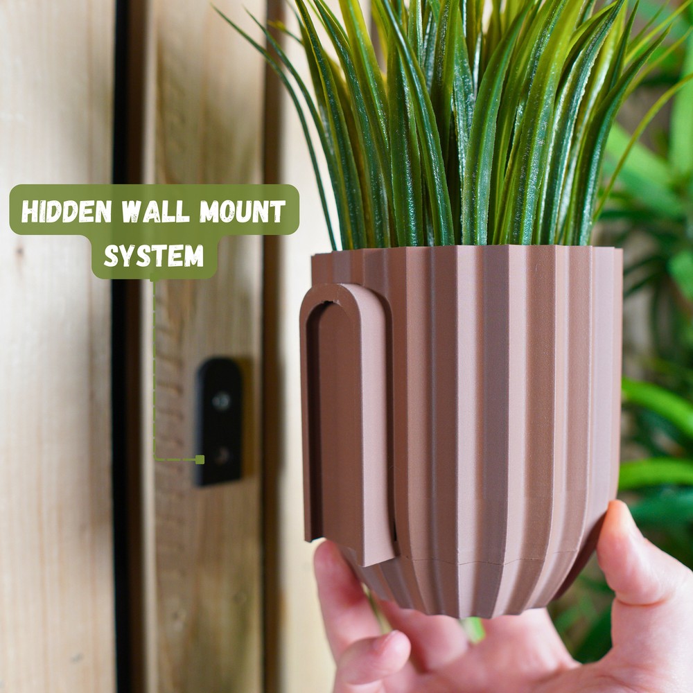 Indoor Wall Planter with Hidden Drip Tray, 12 Color Options
