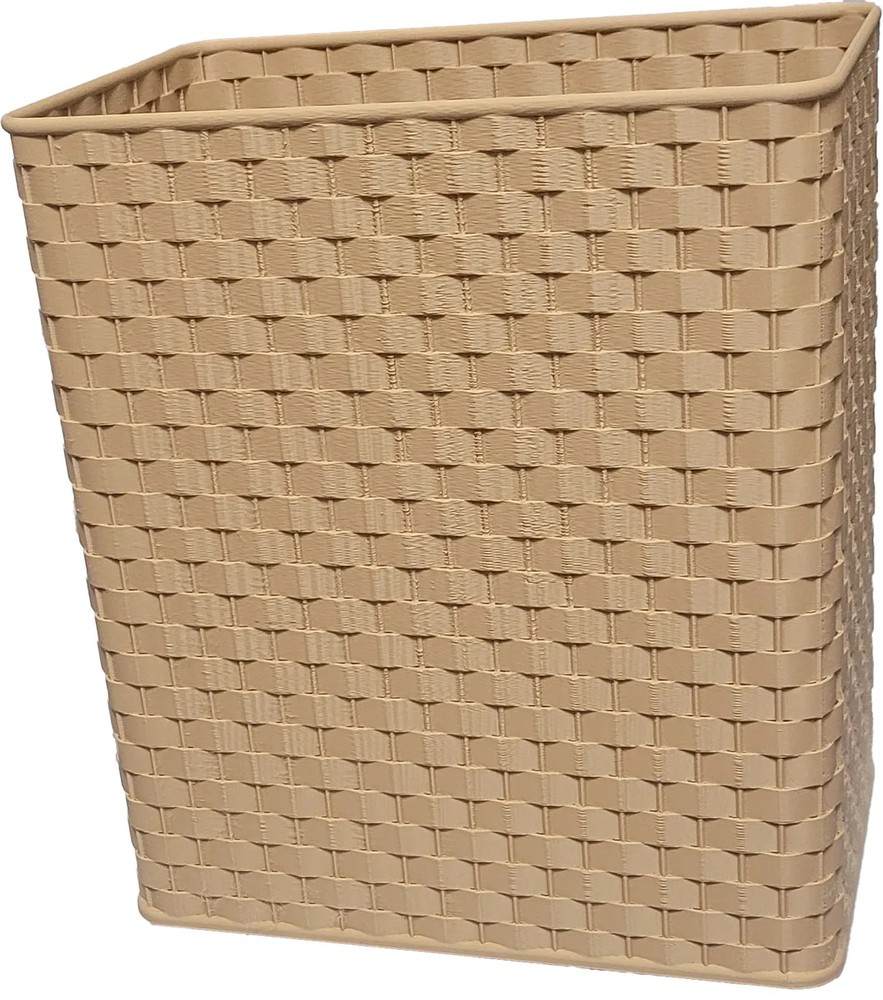 Light Brown Wicker Wastebasket/Decorative Trash Bin/Home Decor/Boho/Rectangular