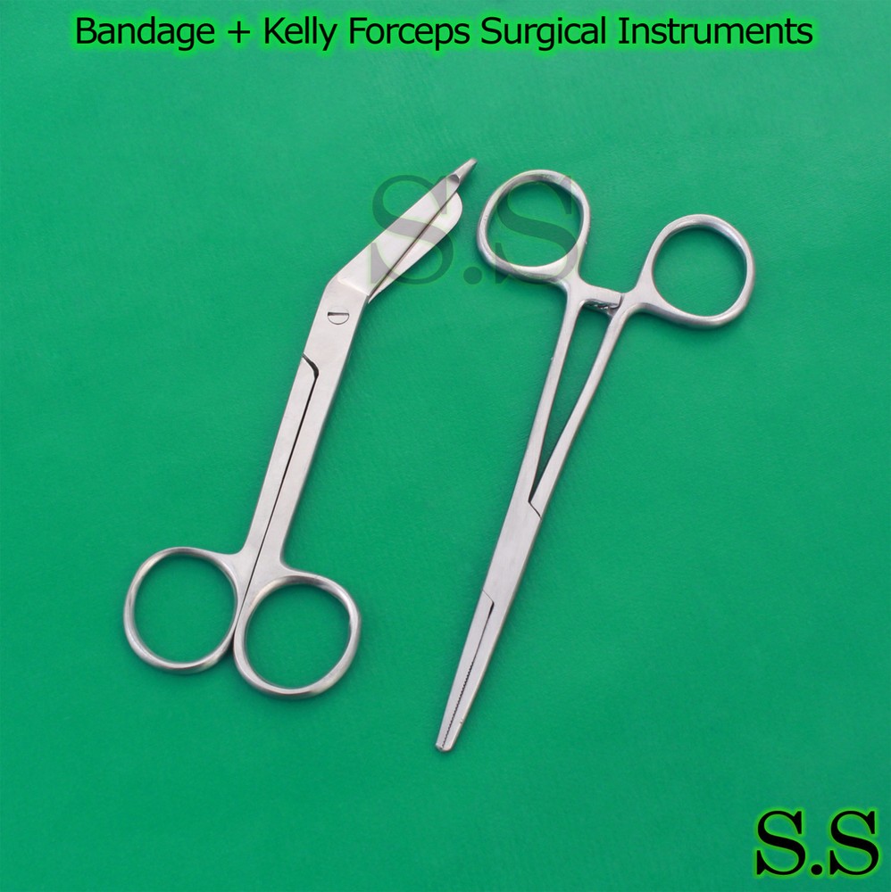 Bandage + Kelly Forceps Surgical Instruments