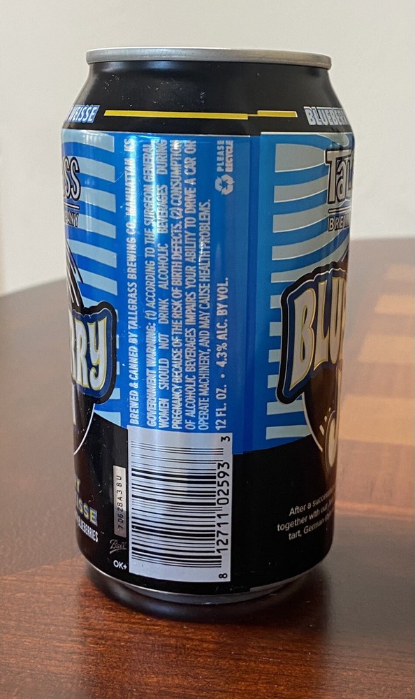 Tallgrass Brewing Blueberry Jam Berliner Weisse Empty Beer Can Bottom Opened 