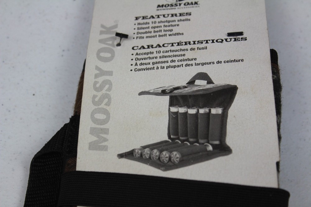 Mossy Oak Shotshell Ammo Pouch Camo 10 Shotgun Shells Silent Open Double Loop