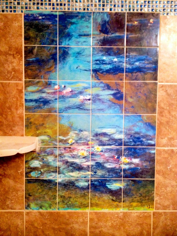 Art Mural Ceramic Backsplash Bath Monet Lilies Tile 664
