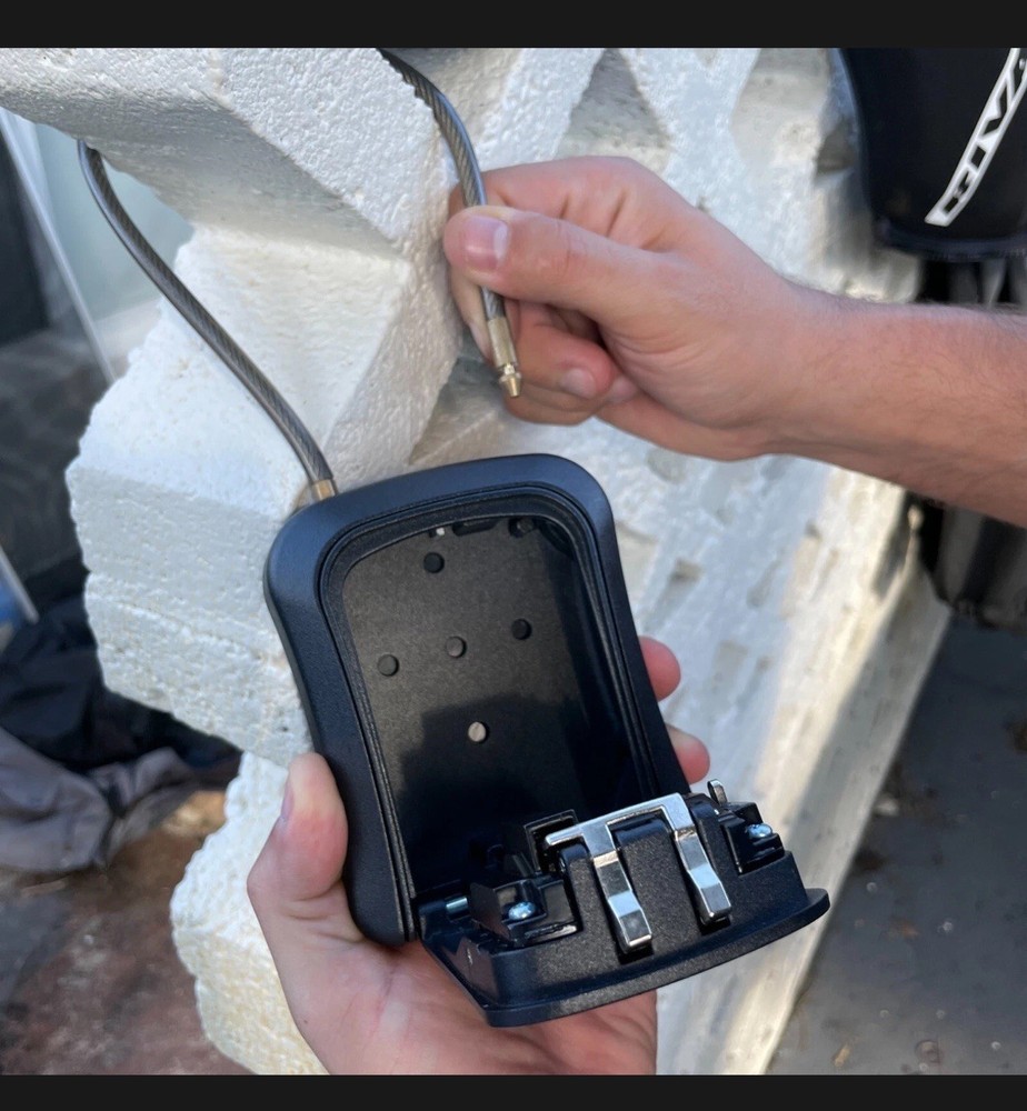 Realtor Key Lock Box Combination Lock Safe Wall Mount Portable Cable