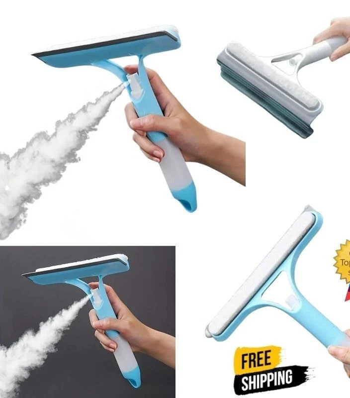 3-in-1 Window Cleaning Squeegee | Multi Function Glass Mirror Wiper Spray