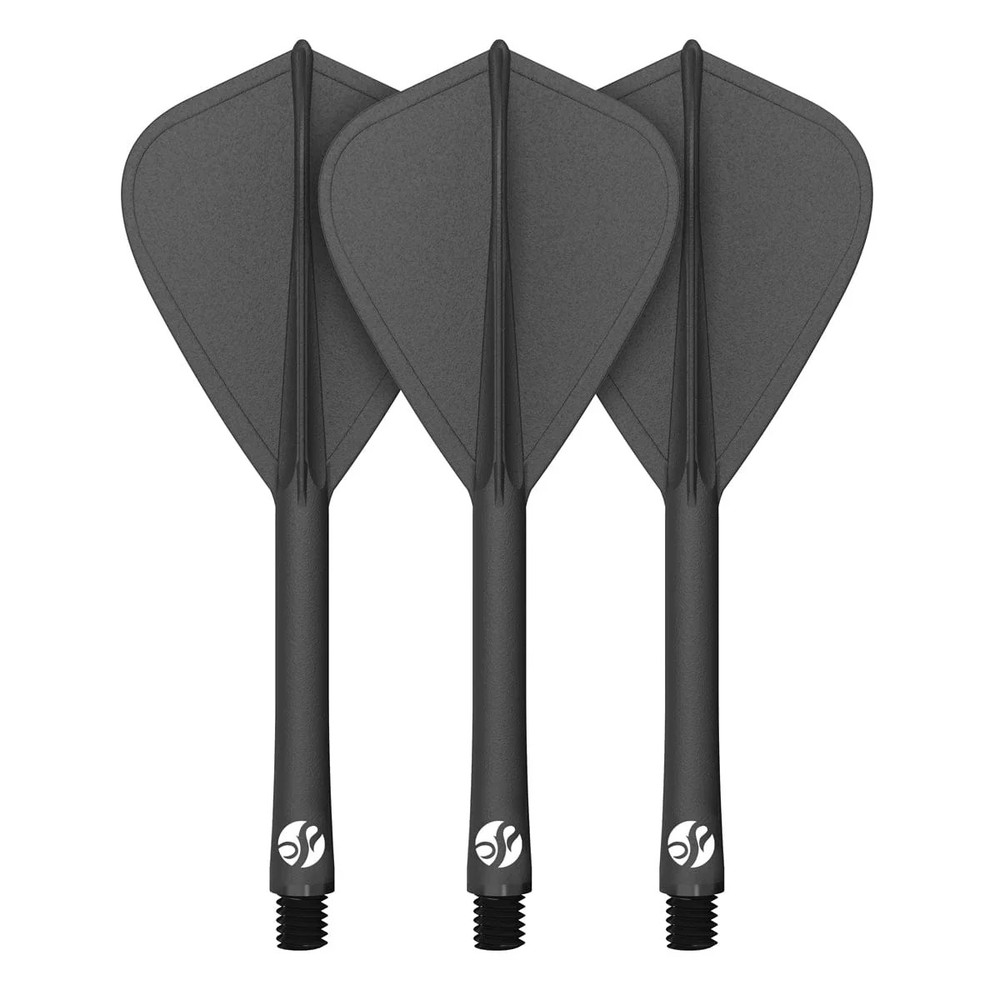 Shot Flight Deck One Piece Dart Flight & Shaft System - Kite - Black - InBetween