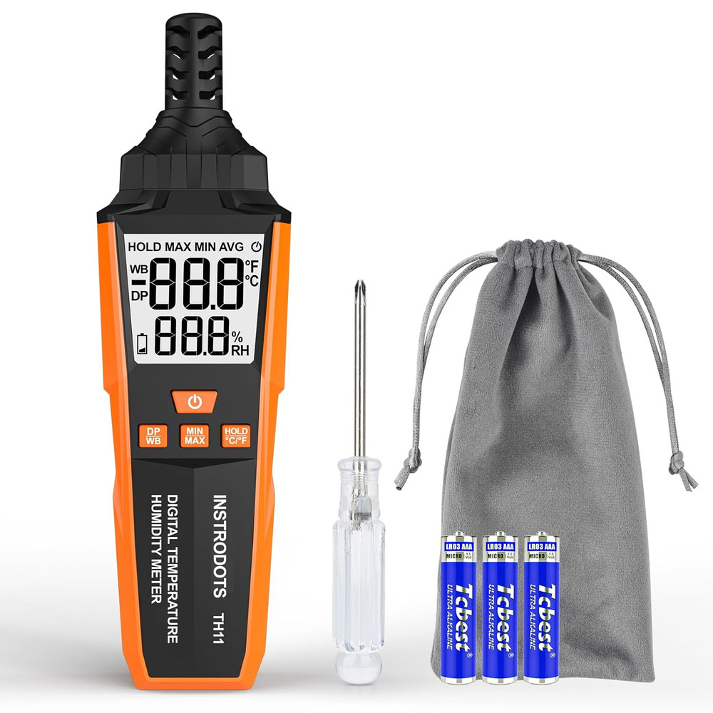 Temperature Humidity Meter, High Precision Digital Hygrometer with Ambient, Dew