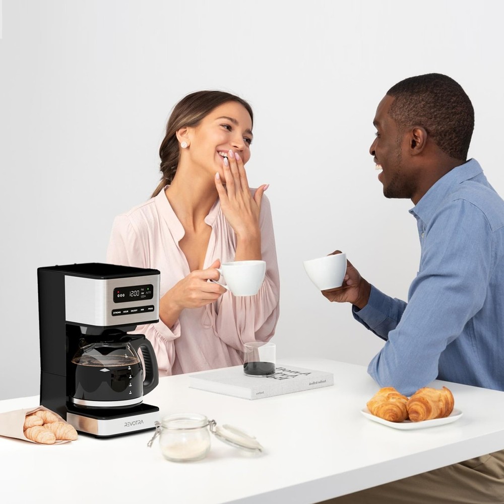 12-Cup Programmable Coffee Maker, Regular & Strong Brew Drip Coffee Machine, ...