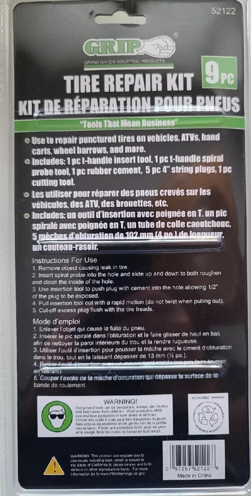 9pc Tire Repair Kit