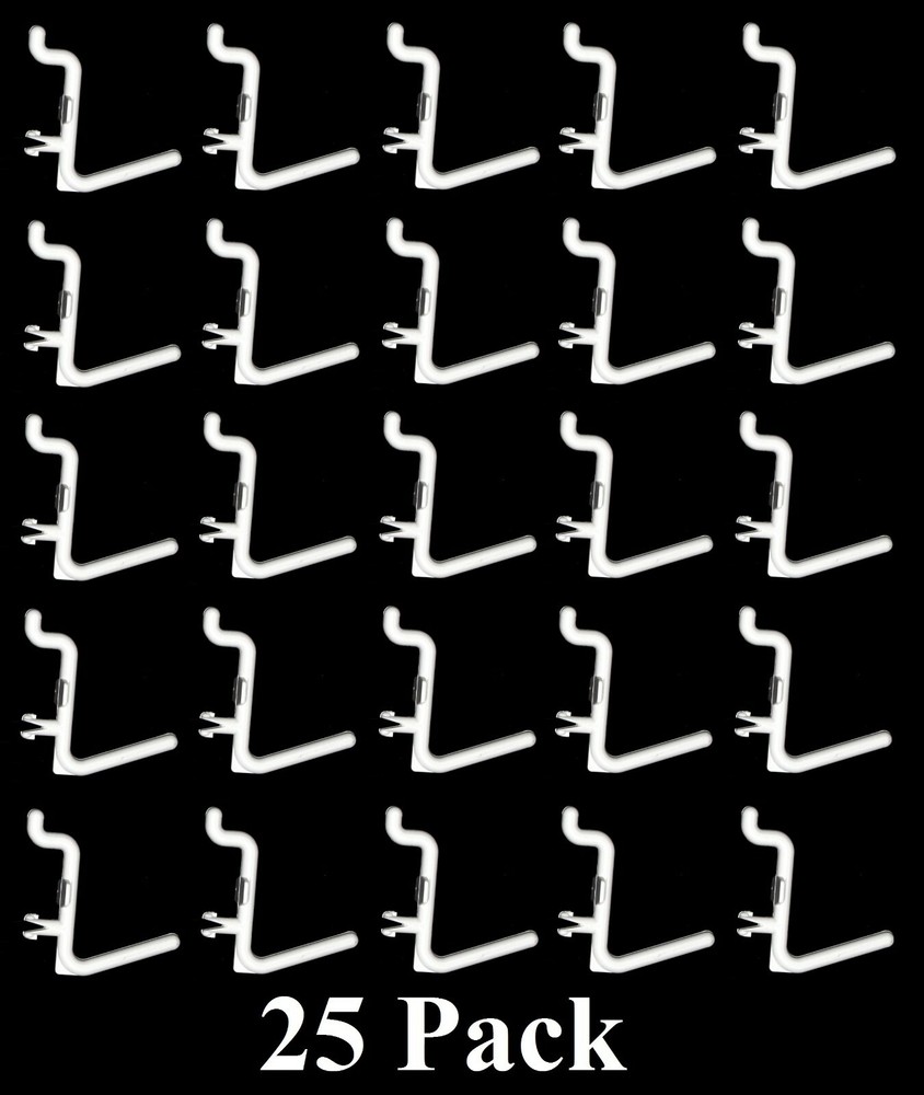 Plastic White L-Style Pegboard Hook Kit, 25-Pack