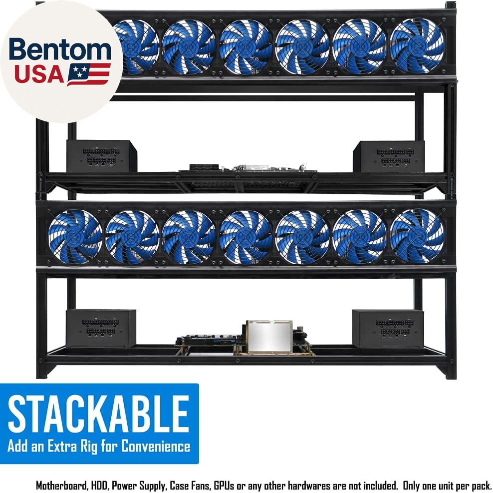 8 GPU Miner Rig Case Frame – Premium Stackable Aluminum Mining Rig Enclosure for