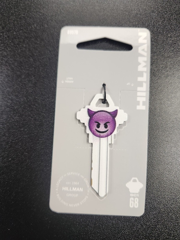 DEVIL EMOJI PRINTED SCHLAGE SC1 KEYBLANK - READ DETAILS BELOW