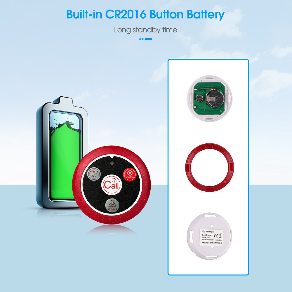 TD110 Restaurant Wireless Calling System 2 Waiter Watch 15 Call Call Button