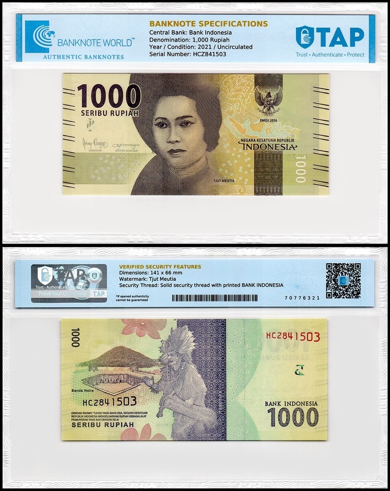 Indonesia 1000 Rupiah, 2021, P-154e, UNC, Authenticated Banknote