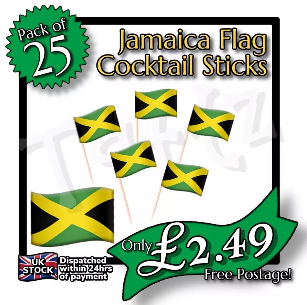 25x Jamaica Flag Cocktail Sticks