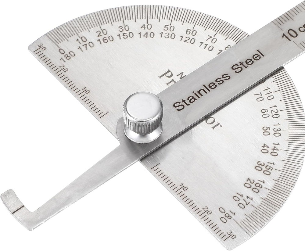 Precision Stainless Steel Angle Protractor & Ruler – 0-180 Degrees Adjustable