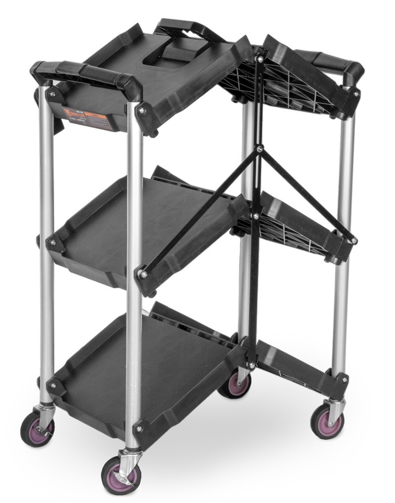 WEN 73065 Compact Foldable Service Utility Cart, Three Tier 165-Pound Capacity