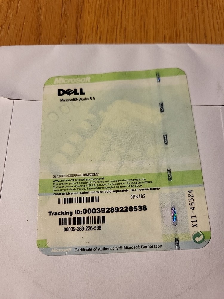 DELL Microsoft Works 8.5 CD With Key Sealed in original envelope