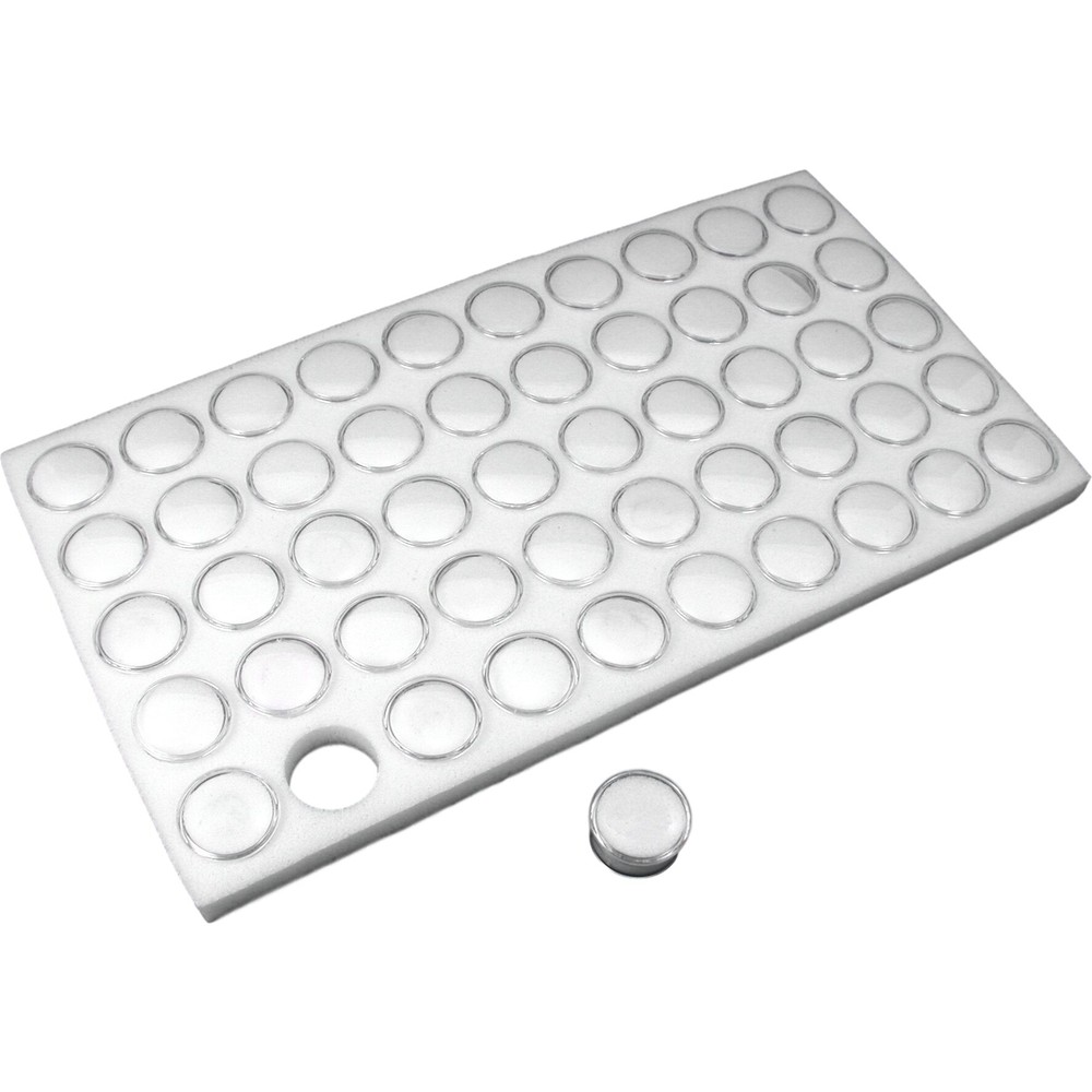 2 White Plastic Stackable Jewelry Display Trays w/ White 50 Gem Jar Inserts