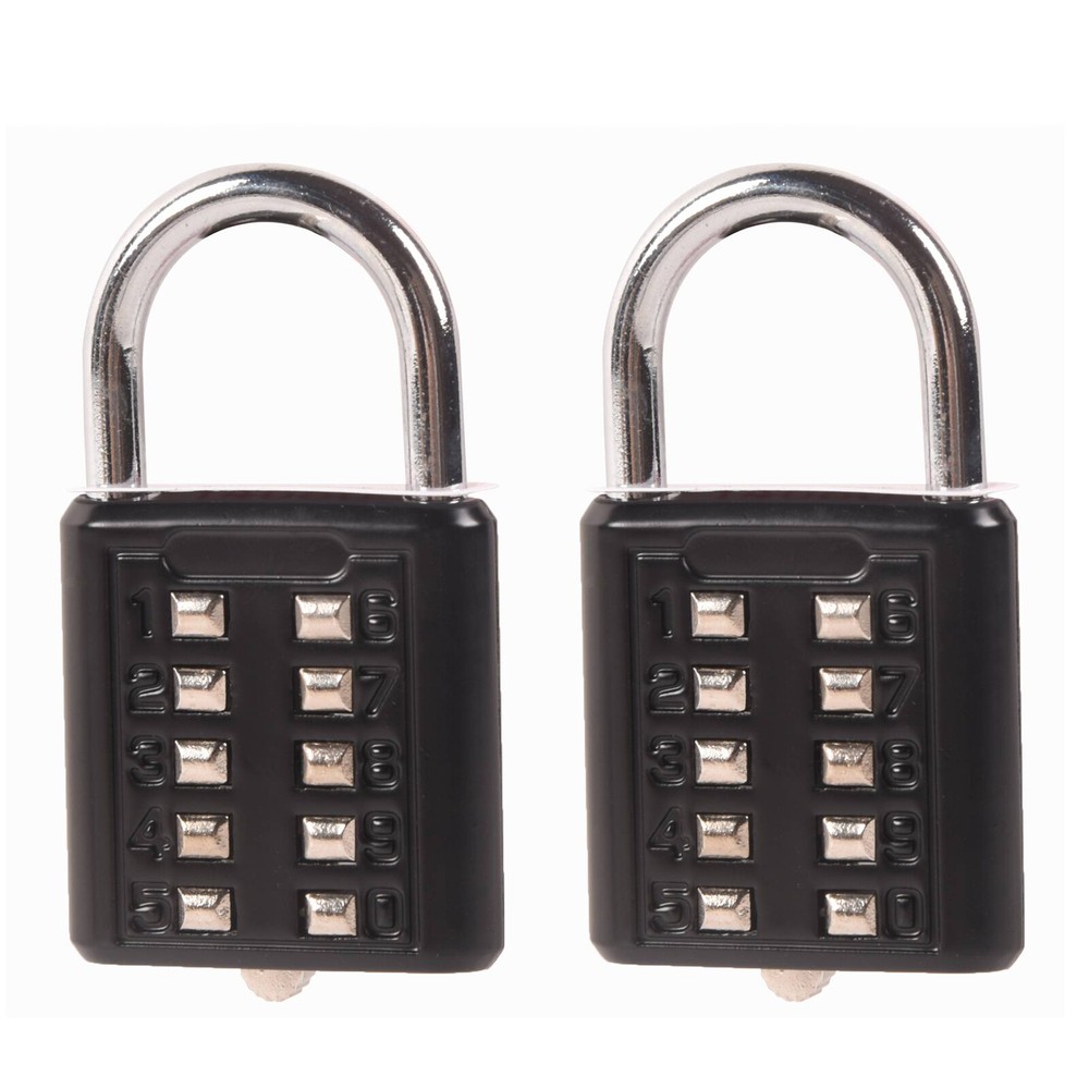10-Digit Combination Lock Push Button Padlock 5 Digit Locking Mechanism 2PCS