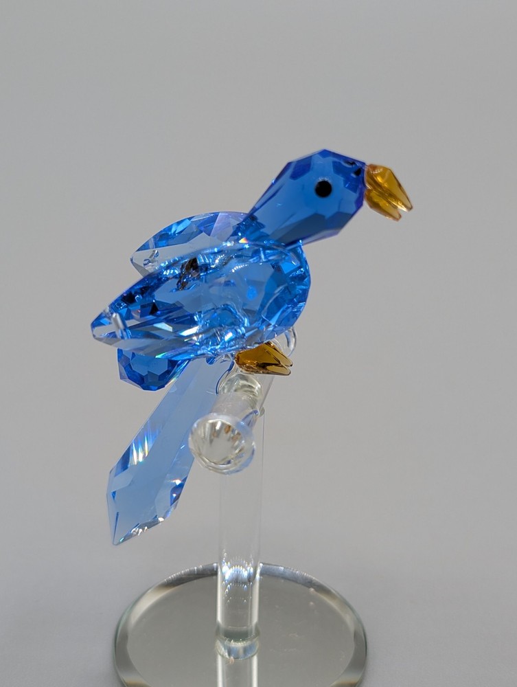 Glass Parrot On A Perch Figurine 3"