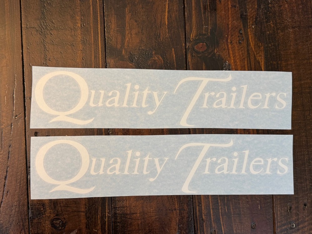 Quality Trailers Replacement Trailer Decals Stickers (Set 2) White 12"-36"