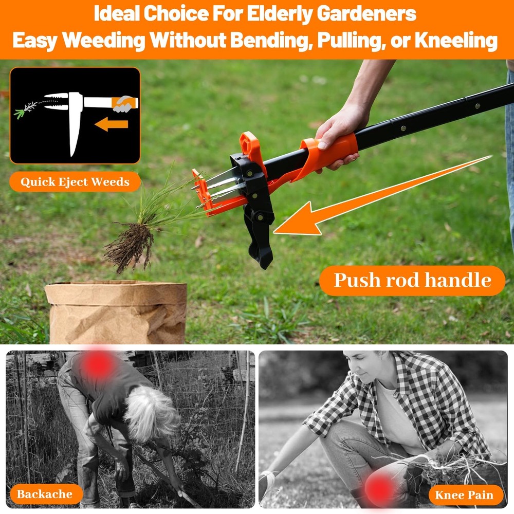 Weed Puller Tool, Stand Up Weed Puller Heavy Duty, Weeding Tool with 39" Ergo...