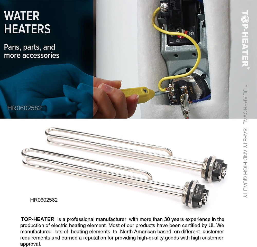 Water Heater Element 4500W,Screw-in,Foldback Type 02582 Silver