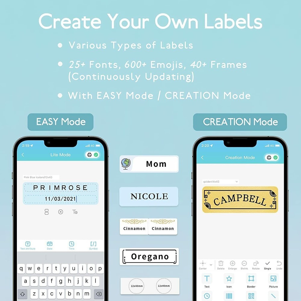Phomemo D30 Label Maker Machine, Portable Bluetooth Mini Label Printer Handheld