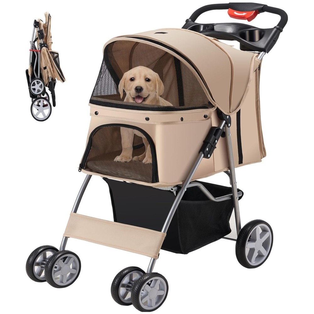 Pet Stroller & Carrier: Lightweight, Foldable Design for Cats & Small Dogs