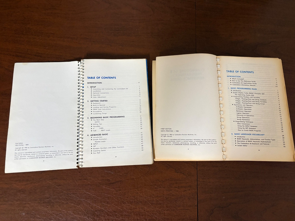 Commodore 64 Programmer's Reference and User's Guide 1st Edition - 2 Books