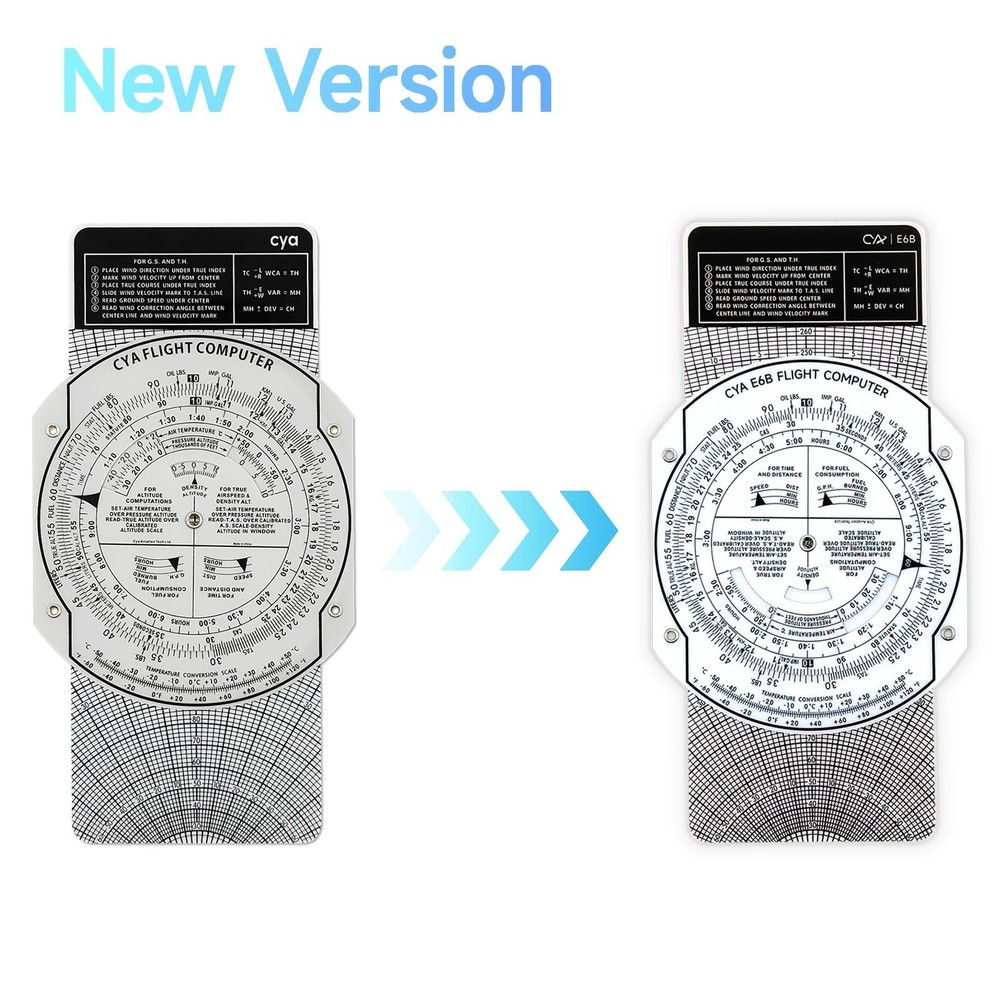 CYA E6B Plastic Flight Computer, Upgrade Aviation Pilot Flight Computer Calcu...