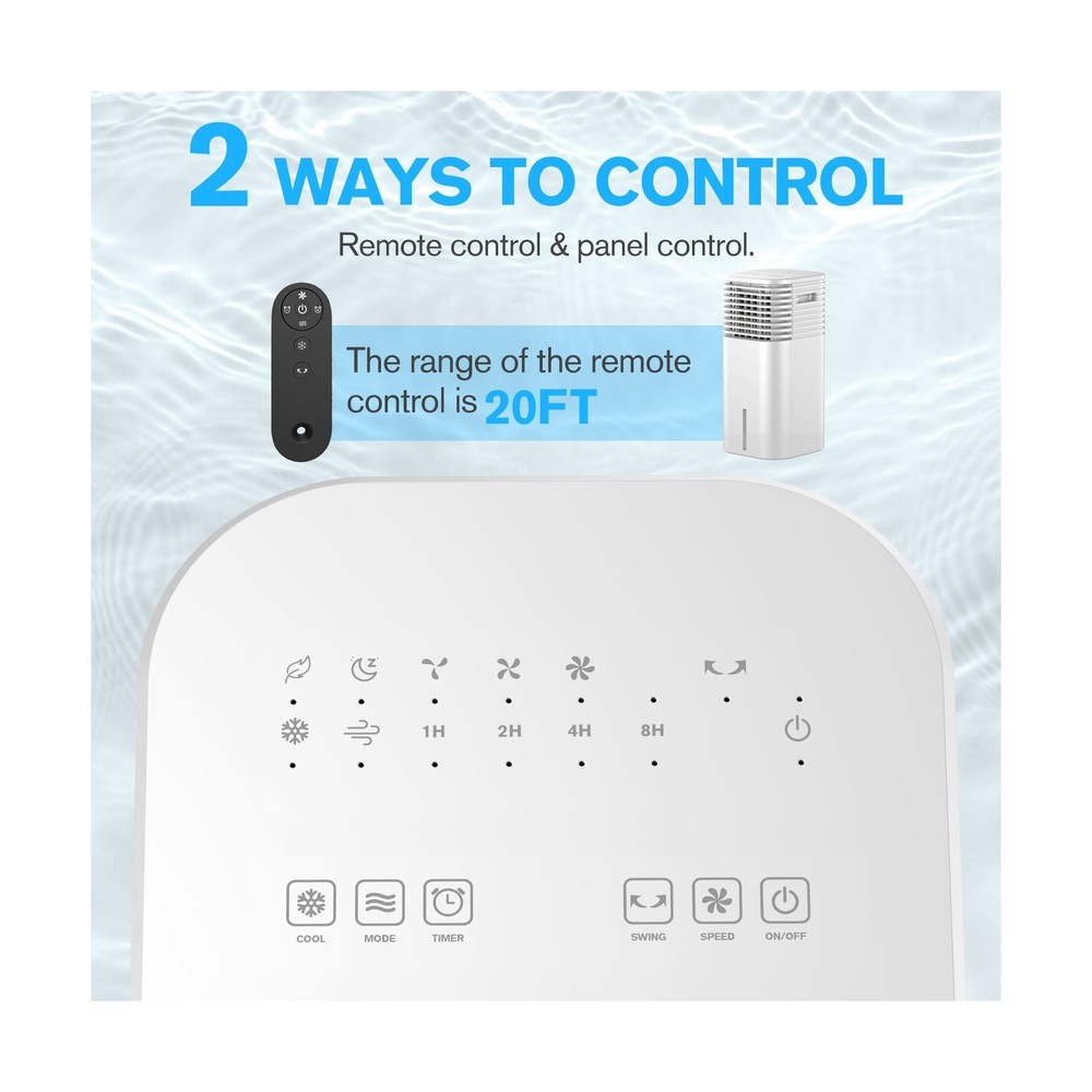 Windowless Portable Air Conditioner, 15H Timer & 120°Oscillation, 3-IN-1 Po