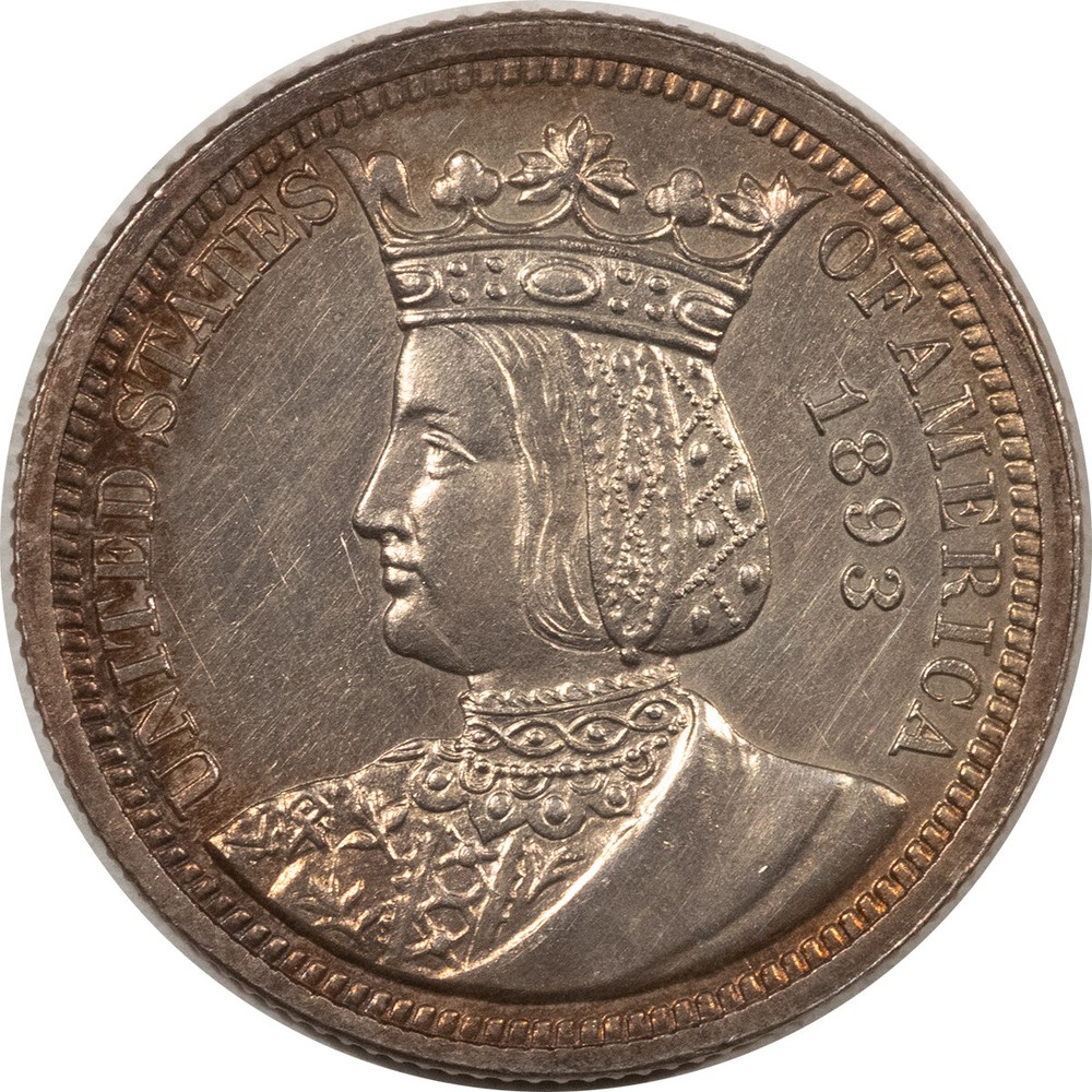 1893 ISABELLA COMEMMORATIVE QUARTER - UNCIRCULATED, CLEANED BUT ATTRACTIVE!