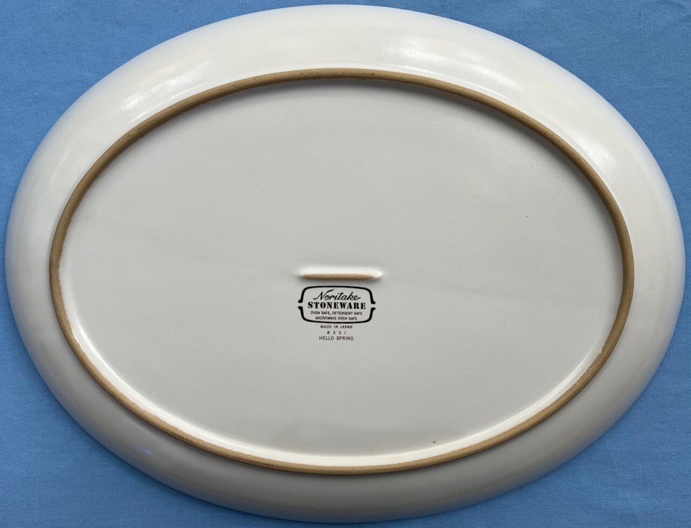 Noritake Stoneware Hello Spring Oval Serving Platter Mint!