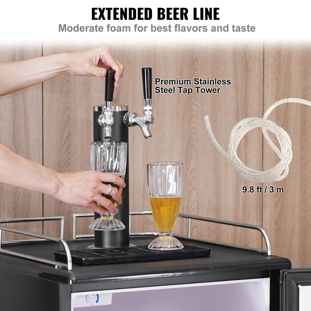 Adjustable Cooling Draft Beer Kegerator Dual Faucet System