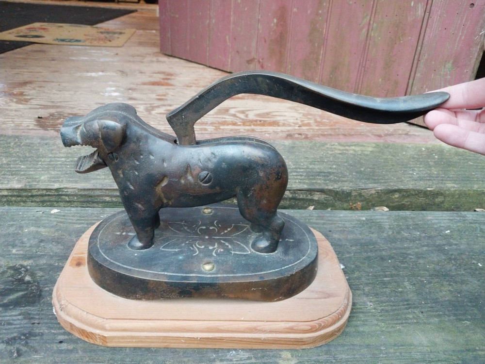 Antique Bronze Bulldog Nutcracker