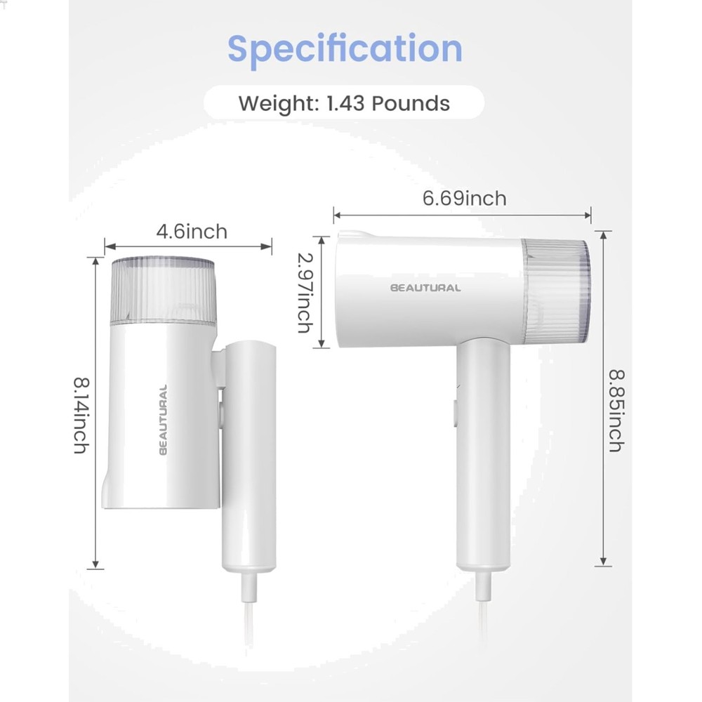 1000W Portable Steamer - Fast Wrinkle Removal, Multi-Angle Use in White