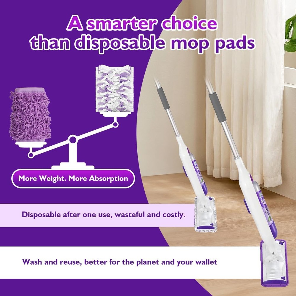 Multi Surface Mop Pads 8 Pack, Microfiber Refill For 13 15 Inch Mops, Multicolor
