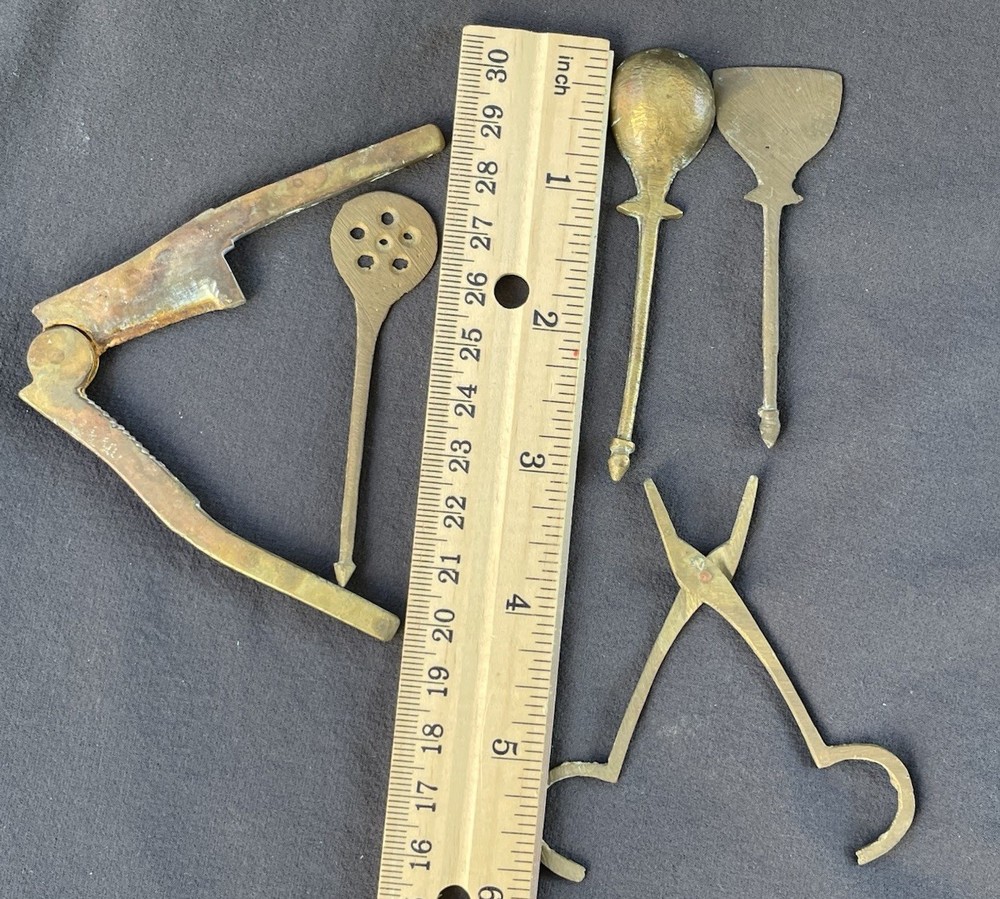 Vintage Middle Eastern Brass Mini Tool Set 1940s