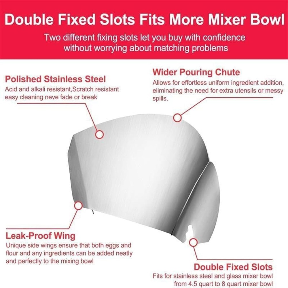 Stainless Steel Pouring Shield for Stand Mixer Versatile Shield Food Processing