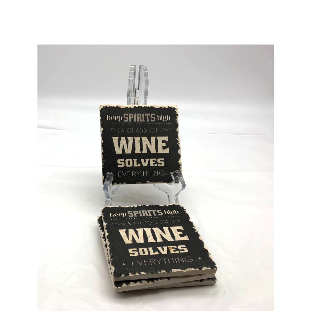 Four Natural Stoneware Coasters Cork Backing