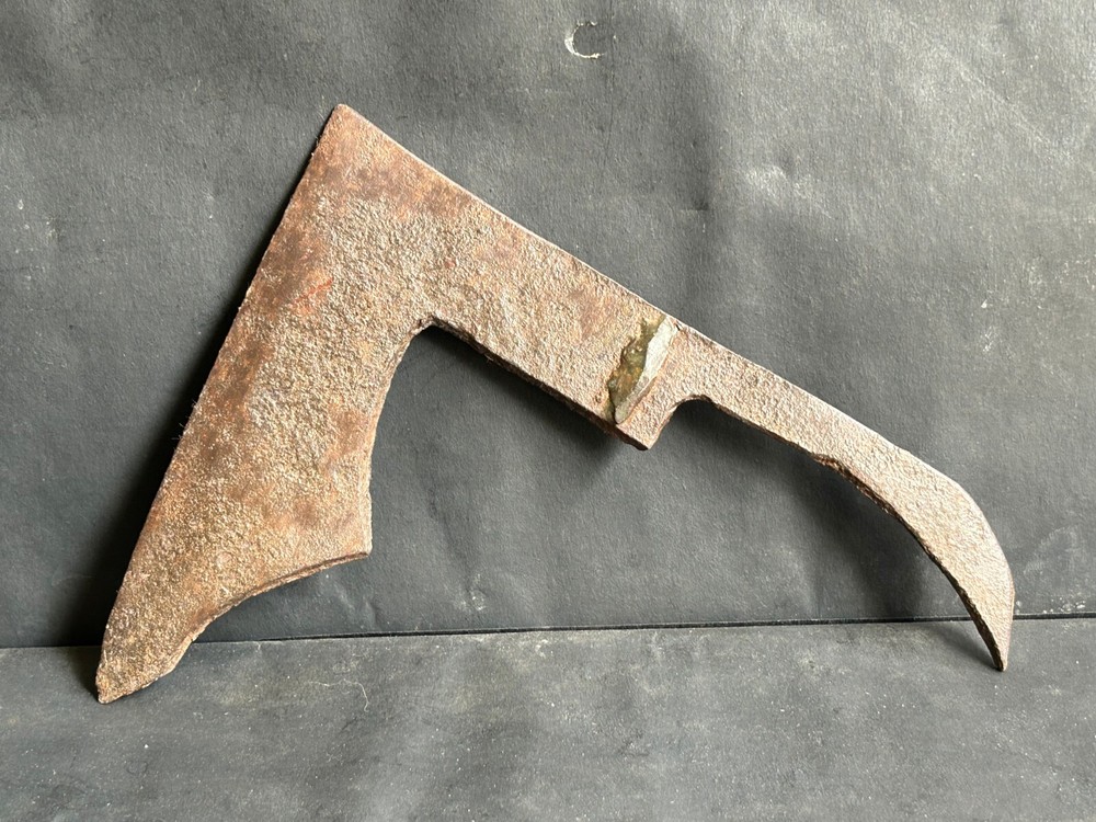 VINTAGE HAND FORGED RUSTIC IRON UNIQUE L SHAPE DOUBLE BIT HEAD HATCHET AXE TOOL