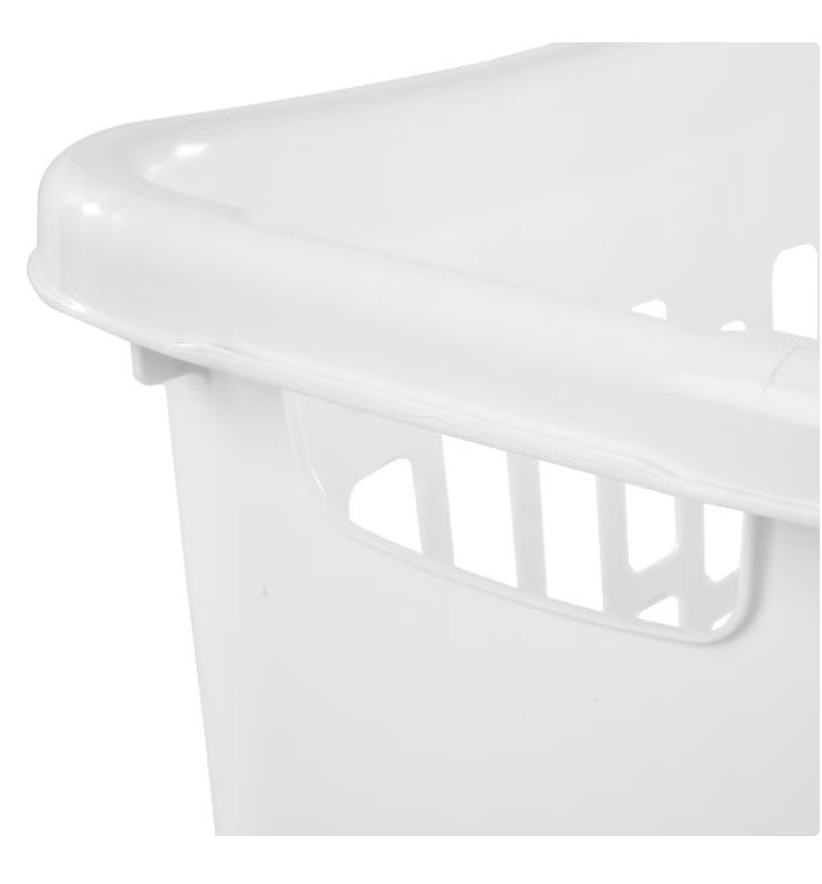 Mainstays Rectangular Open Plastic Laundry Hamper Slim Design White
