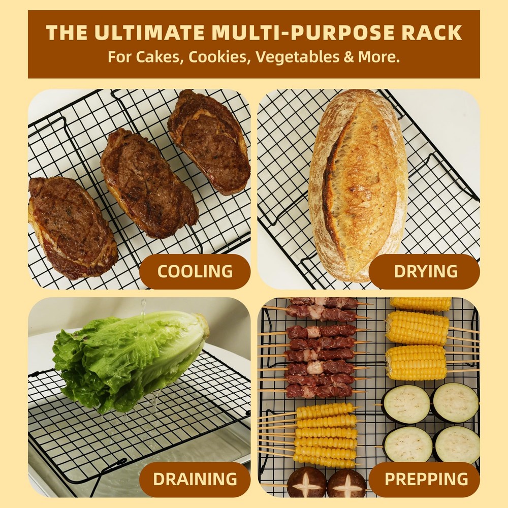 Cooling Rack, 3 Tier Stackable Cooling Racks for Cooking Baking Roasting, Mul...