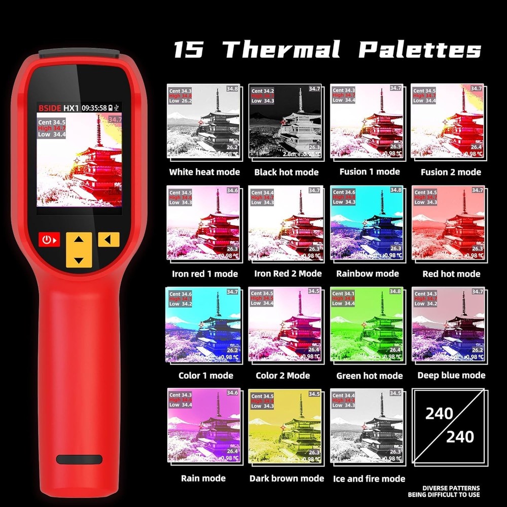 Rechargeable Handheld Thermal Imaging Camera with Laser Pointer & 15 Color Modes